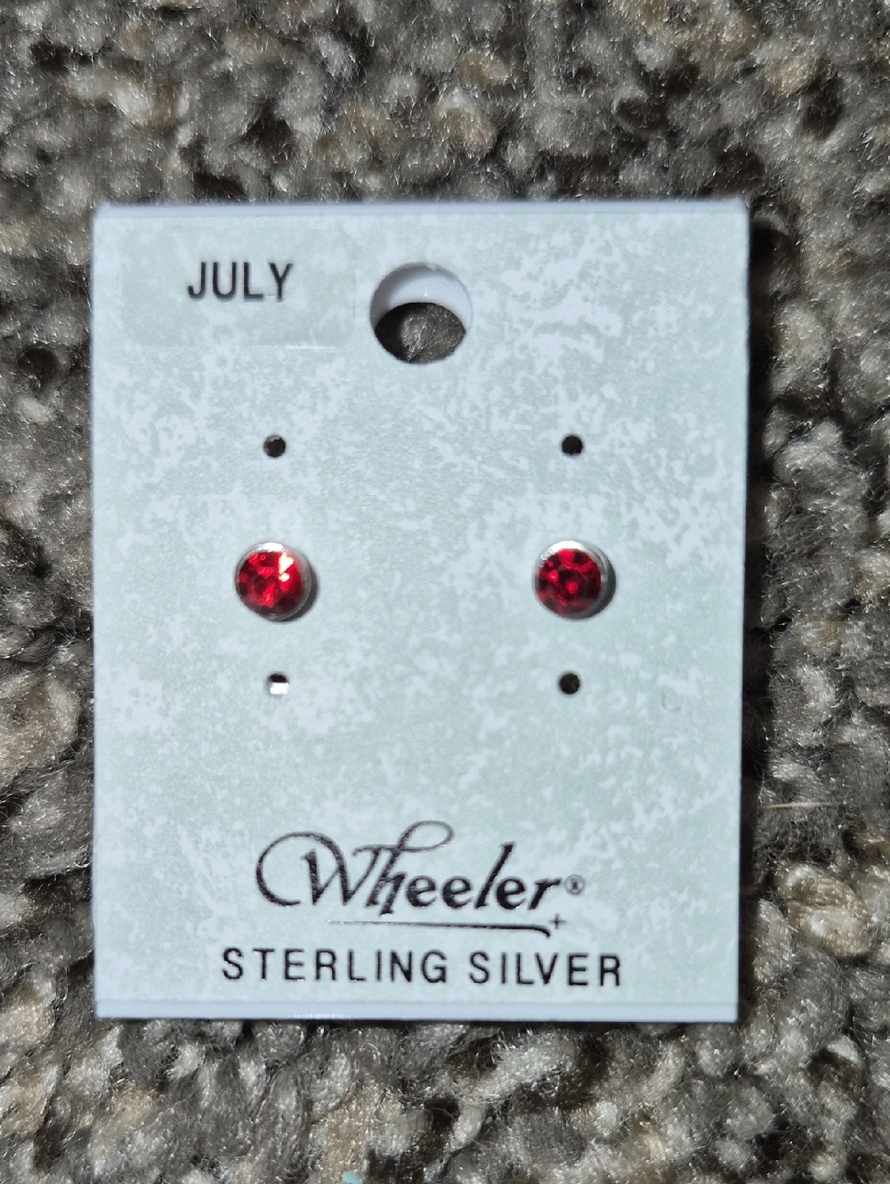 Sterling Silver July Red Crystal Stud Earrings